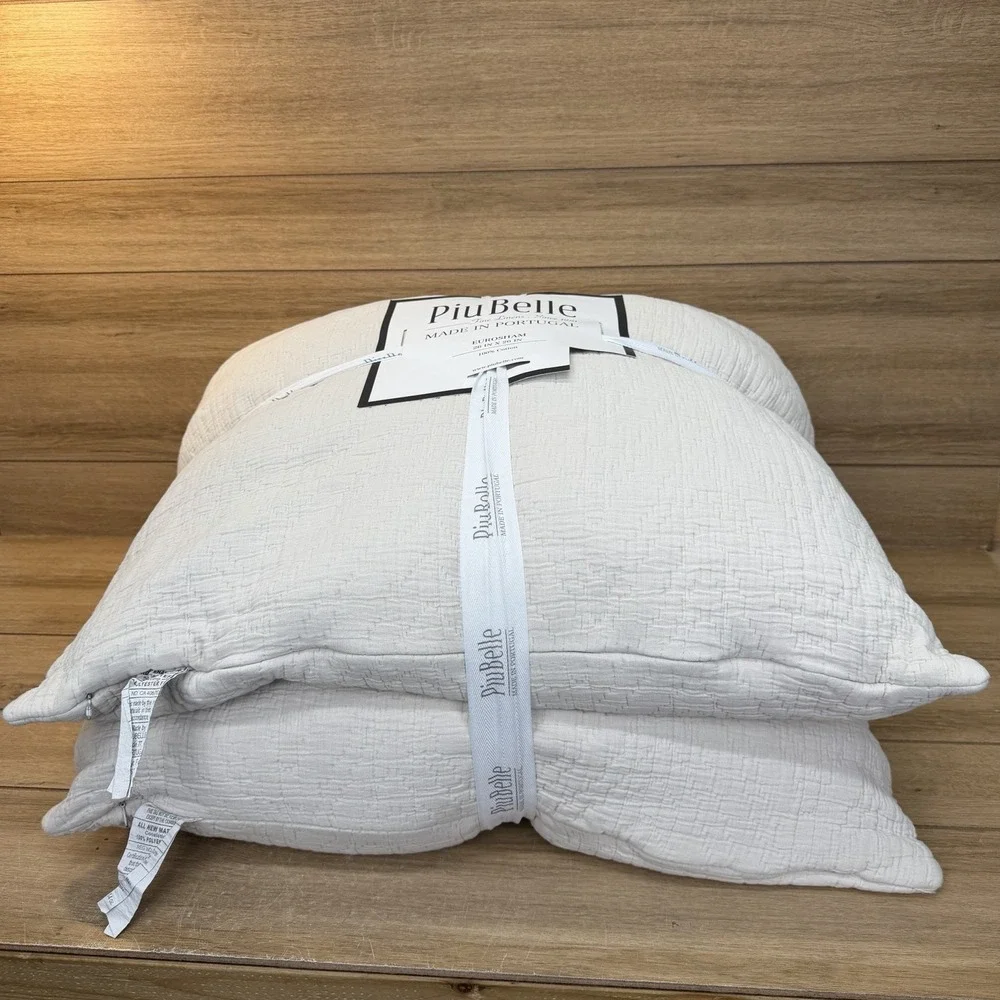 Piu Belle Eurosham Pillows 26x26 100% Cotton Made in Portugal - Set of 2 NEW